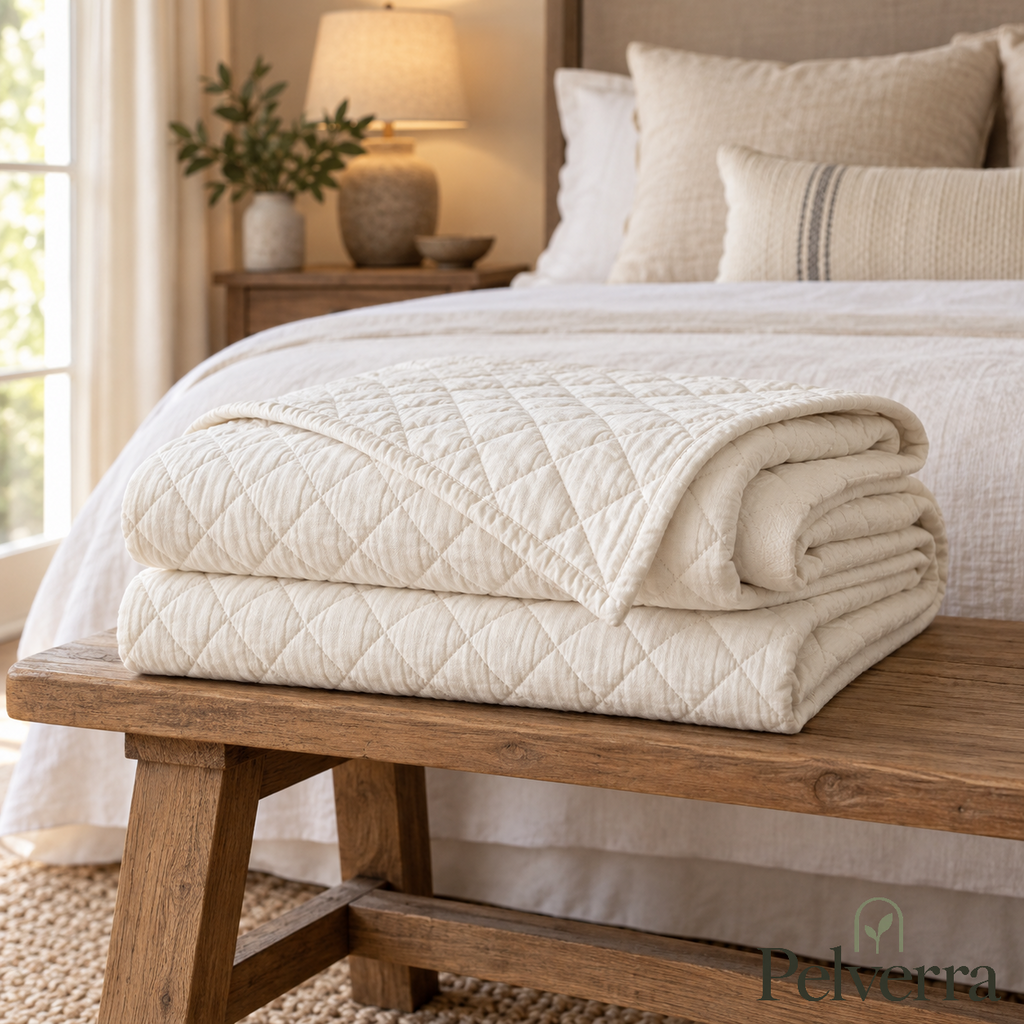 Ivory Diamond-Stitch Quilt