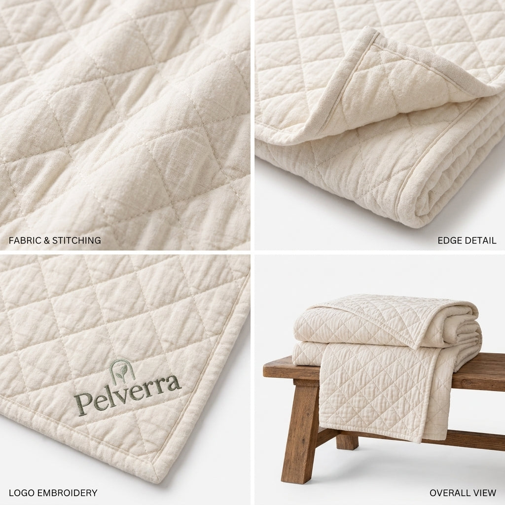 Ivory Diamond-Stitch Quilt