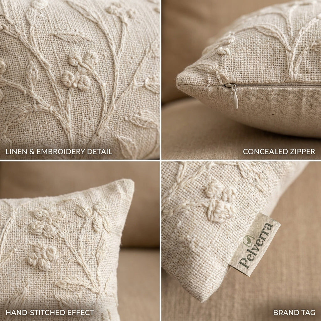 Textured Botanical Lumbar Pillow