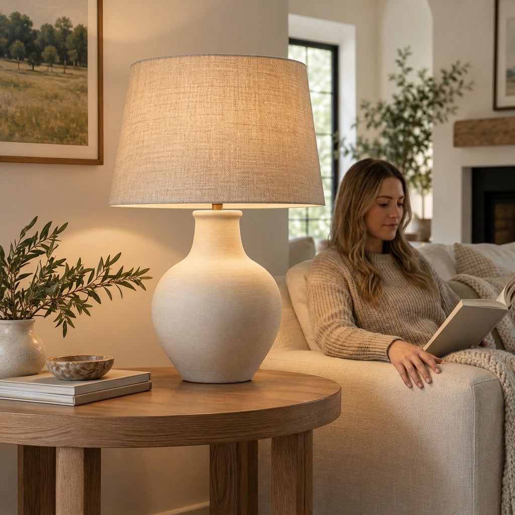 Ceramic Table Lamp with Linen Shade