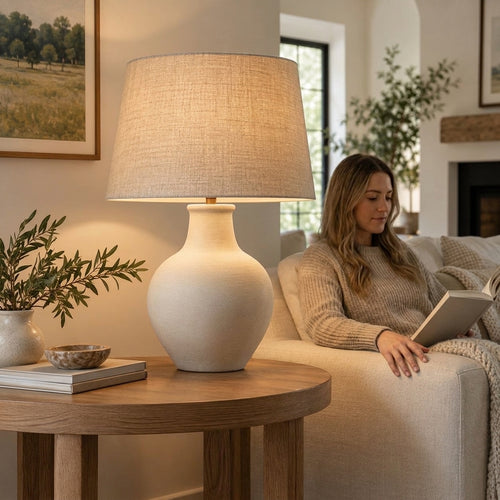 Ceramic Table Lamp with Linen Shade
