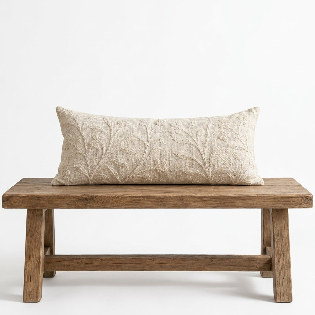 Textured Botanical Lumbar Pillow
