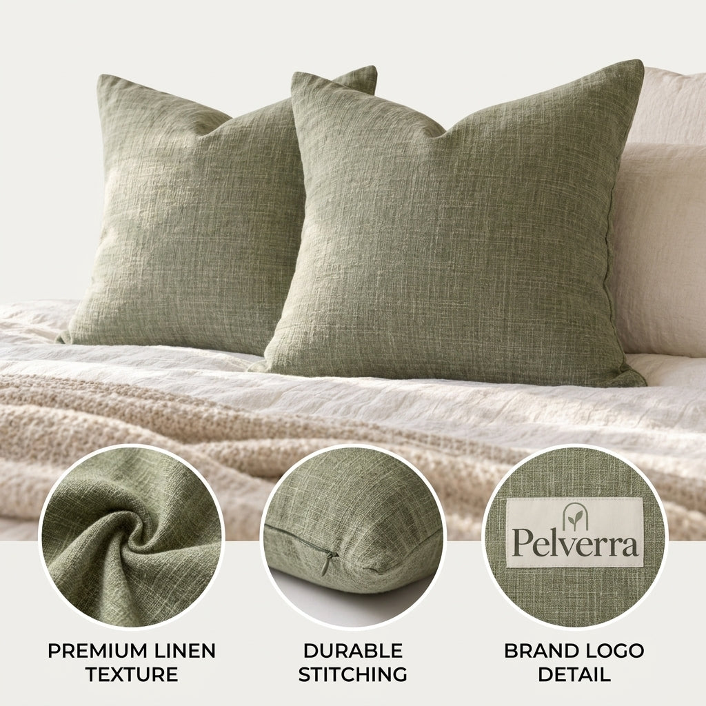 Sage Green Linen-Look Pillowcase Set