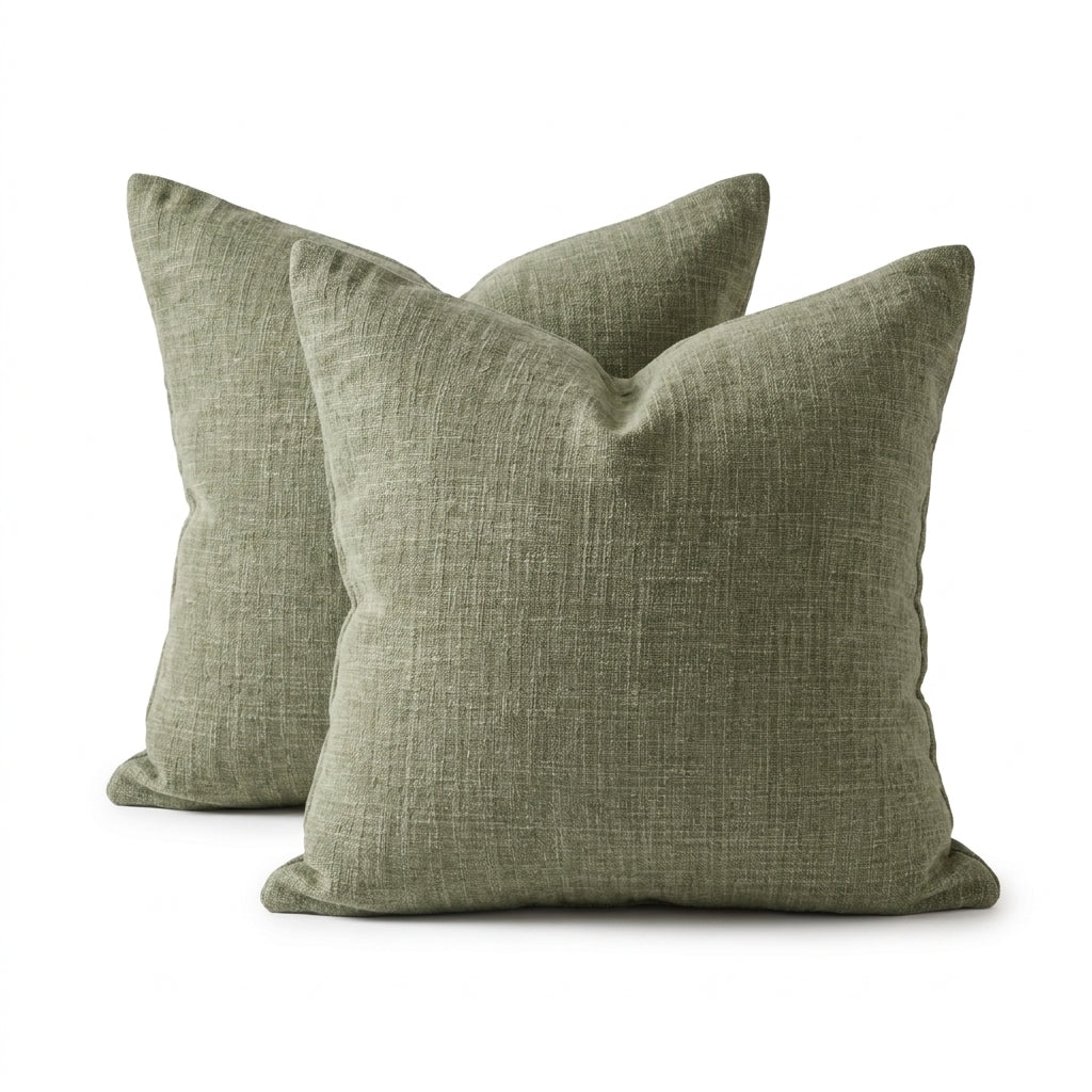 Sage Green Linen-Look Pillowcase Set