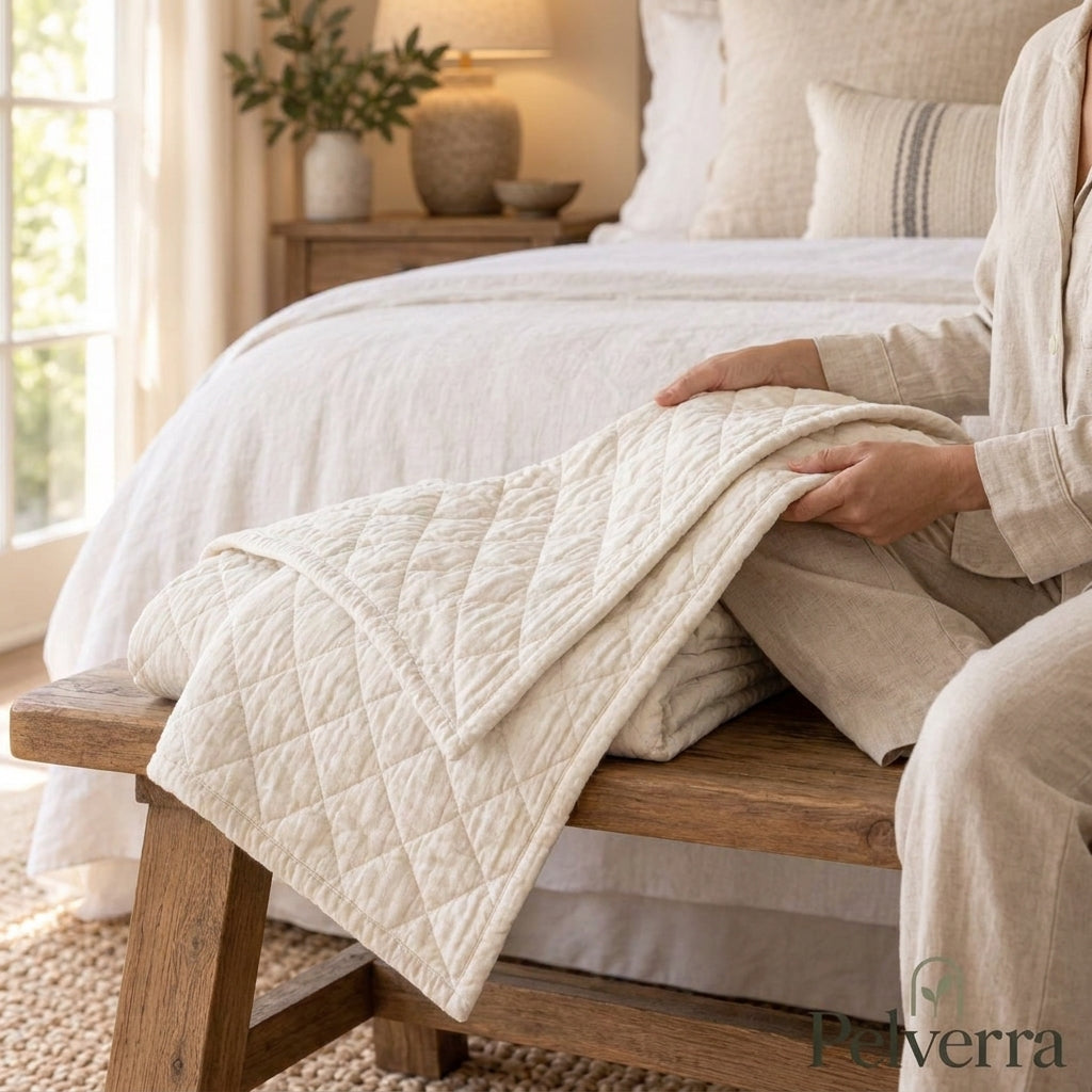 Ivory Diamond-Stitch Quilt