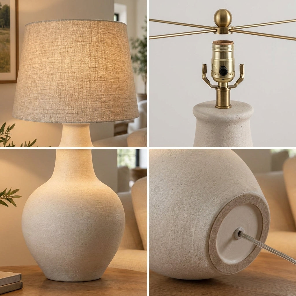 Ceramic Table Lamp with Linen Shade