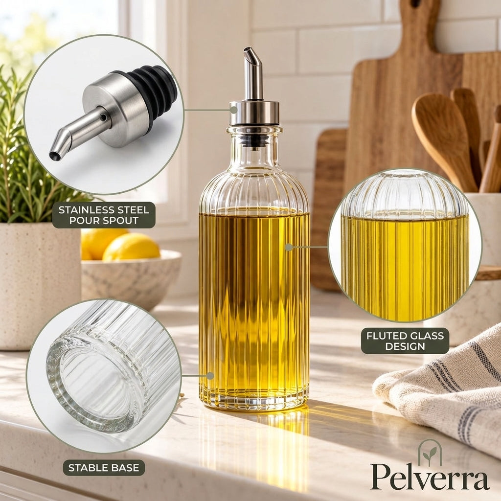 Ribbed Glass Olive Oil Dispenser